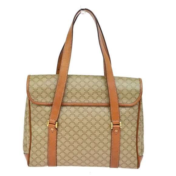 CELINE Logo Macadam Pattern Shoulder Hand Bag PVC Leather Brown GHW 61KA847 - Picture 4 of 16